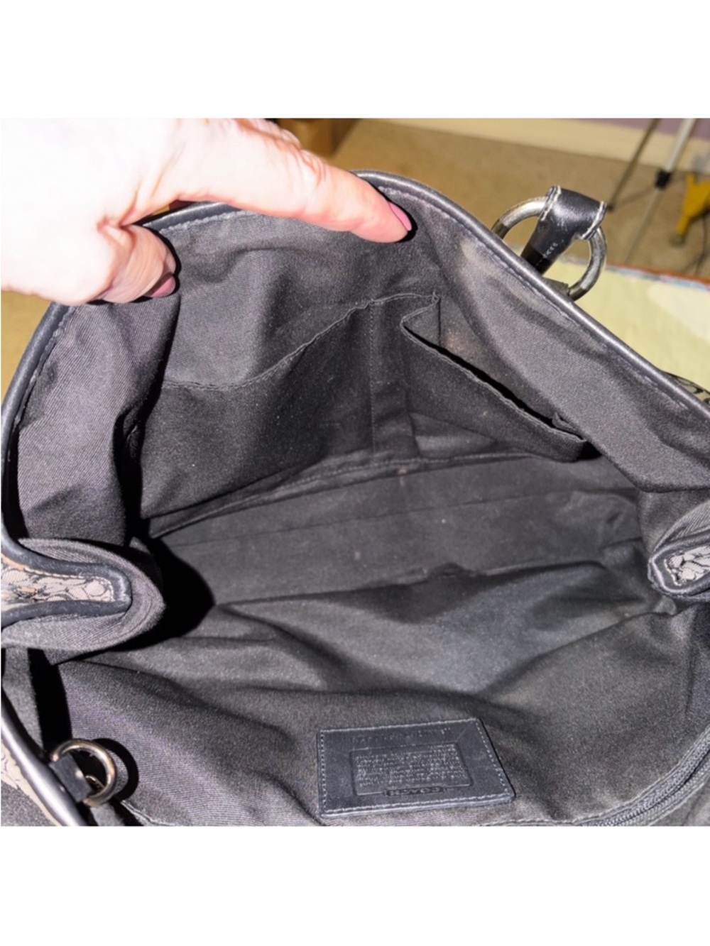 Coach Black and Gray Signature Jacquard Tote with Buckle Accent - Picture 11 of 11